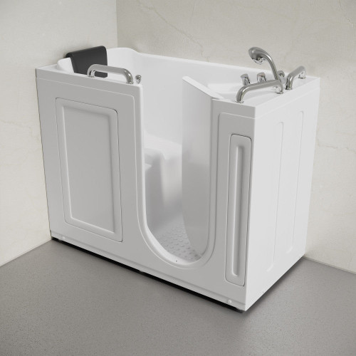 Swiss Madison Auvergne 53" x 27" ADA Right Drain Walk-in Soaking Bathtub - Glossy White, Faucet Set, Drain, Grab Bars, Pillow Included - SM-AB6802GW Swiss Madison Auvergne 53" x 27" ADA Right Drain Walk-in Soaking Bathtub - Glossy White, Faucet Set, Drain, Grab Bars, Pillow Included - SM-AB6802GW