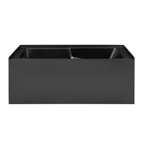 Swiss Madison Voltaire 60" x 32" Skirted Left Drain Soaking Apron Bathtub - Matte Black with Integrated Overflow and Armrest, Drain Included - SM-AP0514MB