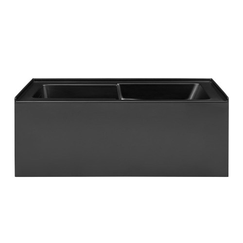 Swiss Madison Voltaire 60" x 30" Skirted Left Drain Soaking Apron Bathtub - Matte Black with Integrated Overflow and Armrest, Drain Included - SM-AP0541MB