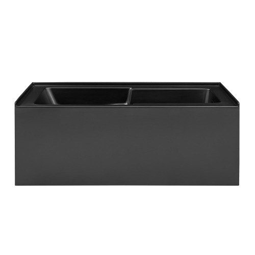Swiss Madison Voltaire 60" x 30" Skirted Right Drain Soaking Apron Bathtub - Matte Black with Integrated Overflow and Armrest, Drain Included - SM-AP0542MB