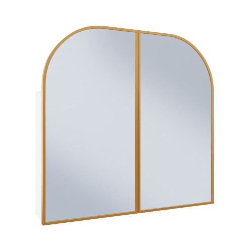 Swiss Madison Porte 32" x 31" Arched Recessed or Wall Mount Mirrored Medicine Cabinet - Gold Frame - SM-MC9002BG