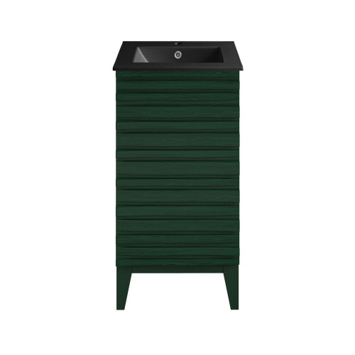 Swiss Madison Cascade 18" Freestanding Bathroom Vanity - Green Oak with Black Sink Top - SM-BV560GA-MB