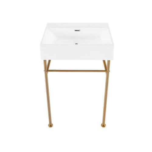 Swiss Madison Claire 24" Rectangle Zero Hole Console Sink with Brushed Gold Legs - SM-CS1902BG-0