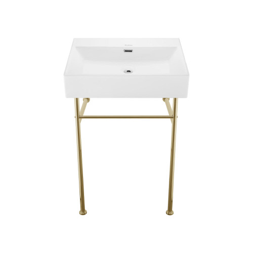Swiss Madison Claire 24" Rectangle Zero Hole Console Sink with Glossy Gold Legs - SM-CS1902GD-0 Swiss Madison Claire 24" Rectangle Zero Hole Console Sink with Glossy Gold Legs - SM-CS1902GD-0