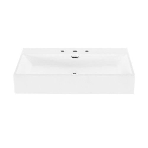 Swiss Madison Claire 30" Rectangle Wall-Mount Bathroom Sink with 8" Widespread Holes, Glossy White - SM-WS333-3