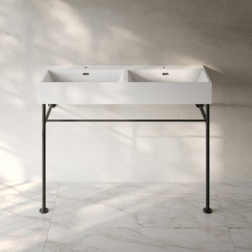 Swiss Madison Claire 48" Double Basin Console Sink with Matte Black Legs - SM-CS1901MB-D