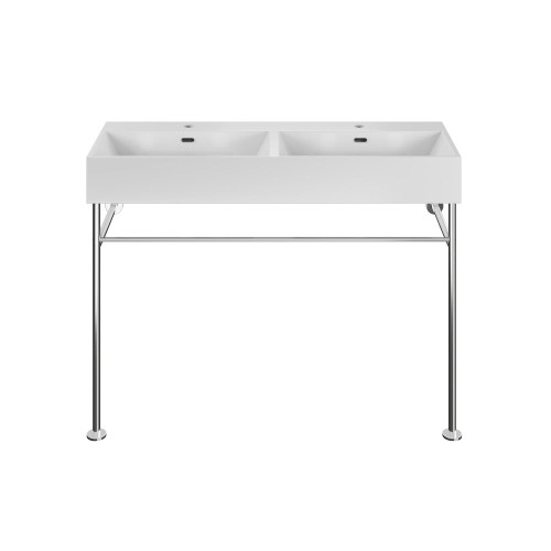 Swiss Madison Claire 48" Double Basin Console Sink with Polished Chrome Legs - SM-CS1901CH-D