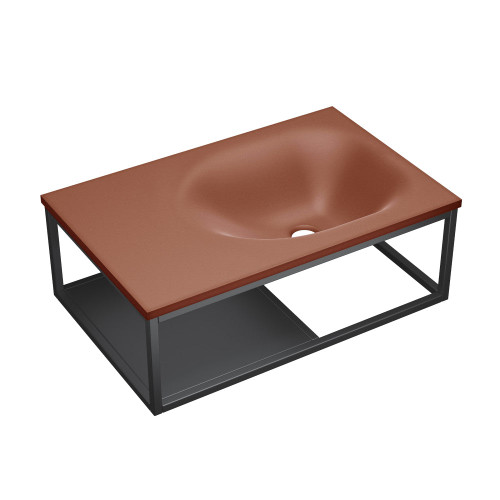Swiss Madison Lisse 24" Rectangle Concrete Wall-Mount Bathroom Sink - Terracotta with Matte Black Frame - SM-WSC112MT