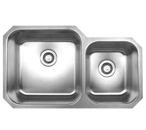 Whitehaus WHNDBU3320 33 5/8" Noah's Collection Double Bowl Undermount Kitchen Sink - Brushed Stainless Steel