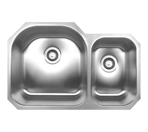 Whitehaus WHNDBU3120 31 1/2" Noah's Collection Double Bowl Undermount Kitchen Sink - Brushed Stainless Steel