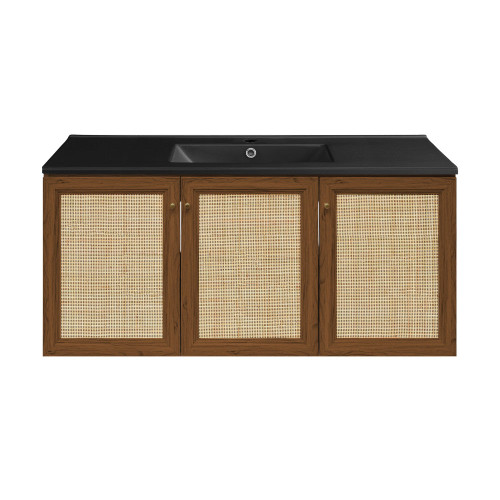 Swiss Madison Classe 48" Wall-Mounted Bathroom Vanity - Brown Oak with Black Sink Top - SM-BV2807BO-MB
