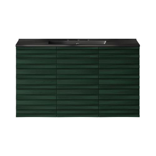 Swiss Madison Cascade 36" Wall-Mounted Bathroom Vanity - Green Oak with Black 3-Hole Widespread Sink Top - SM-BV8602GA-3WMB