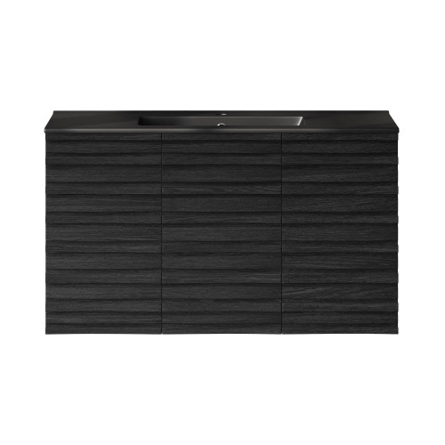 Swiss Madison Cascade 36" Wall-Mounted Bathroom Vanity - Black Oak with Black Sink Top - SM-BV8602AO-MB