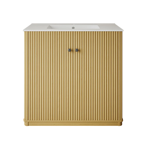 Swiss Madison Lafayette 36" Freestanding Bathroom Vanity - Natural Oak with White Sink Top - SM-BV8001NO