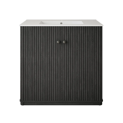 Swiss Madison Lafayette 36" Freestanding Bathroom Vanity - Black Oak with White Sink Top - SM-BV8001AO