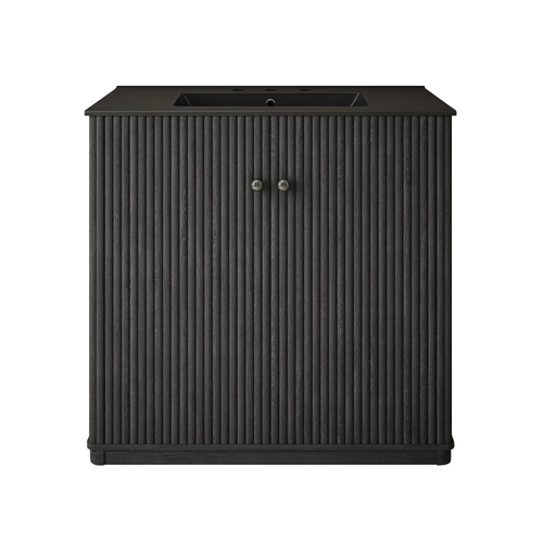 Swiss Madison Lafayette 36" Freestanding Bathroom Vanity - Black Oak with Matte Black, 3-Hole Widespread Sink Top - SM-BV8001AO-3WMB