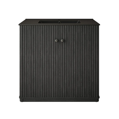 Swiss Madison Lafayette 36" Freestanding Bathroom Vanity - Black Oak with Matte Black Sink Top - SM-BV8001AO-MB