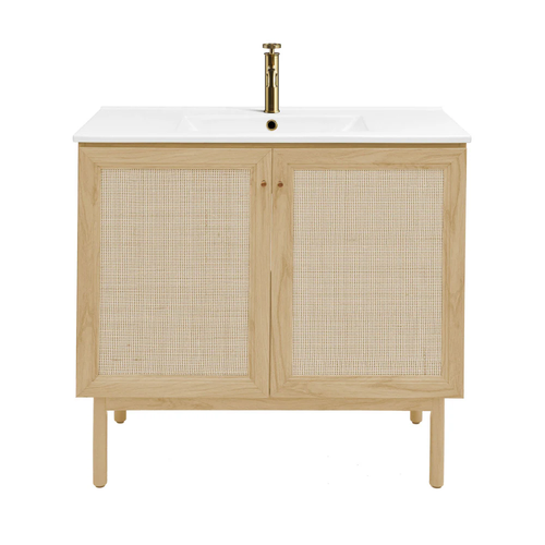 Swiss Madison Classe 36" Freestanding Bathroom Vanity - Natural Oak with White Sink Top - SM-BV663NO
