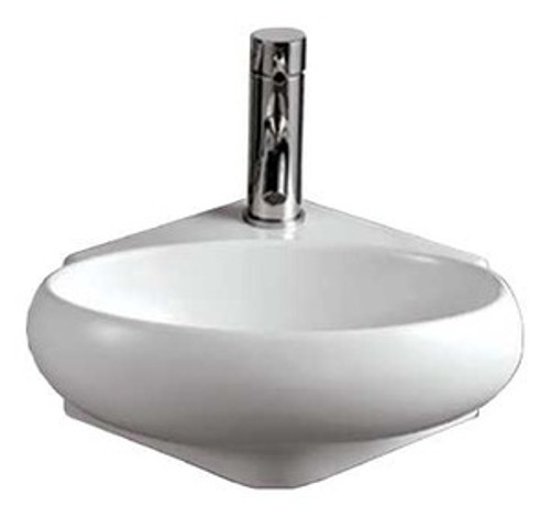 Whitehaus WHKN1137 14 1/8" Isabella Oval Wall Mount  Bathroom Sink With Center Drain - White