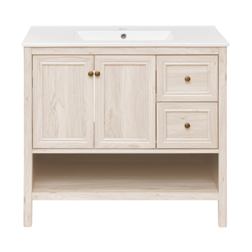 Swiss Madison Chateau 36" Freestanding Bathroom Vanity - White Oak with White Sink Top - SM-BV0602WO
