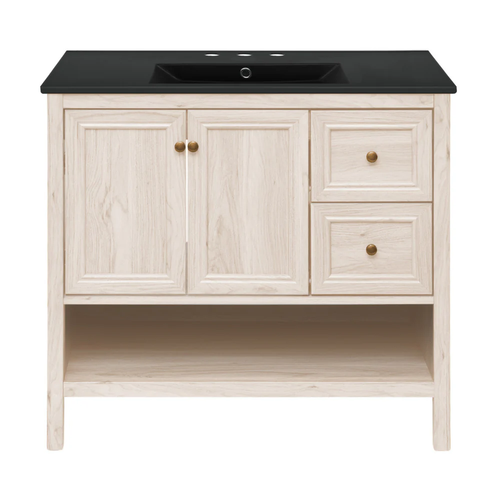 Swiss Madison Chateau 36" Freestanding Bathroom Vanity - White Oak with Black 3-Hole Widespread Sink Top - SM-BV0602WO-3WMB