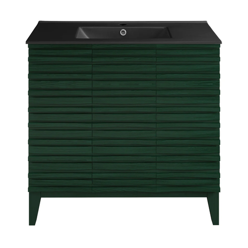 Swiss Madison Cascade 36" Freestanding Bathroom Vanity - Green Oak with Black Sink Top - SM-BV471GA-MB