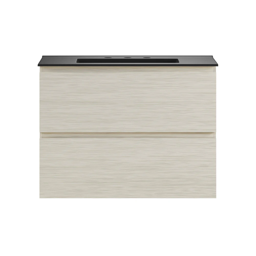 Swiss Madison Liberte 30" Wall-Mounted Bathroom Vanity - White Oak with Black 3-Hole Widespread Sink Top - SM-BV7804WO
