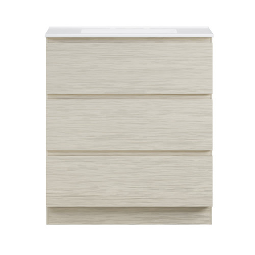 Swiss Madison Liberte 30" Freestanding Bathroom Vanity - White Oak with White 3-Hole Widespread Sink Top - SM-BV7809WO