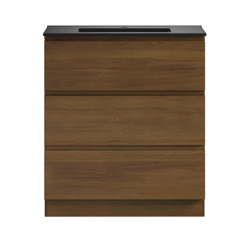 Swiss Madison Liberte 30" Freestanding Bathroom Vanity - Brown Oak with Black Sink Top - SM-BV7808BO