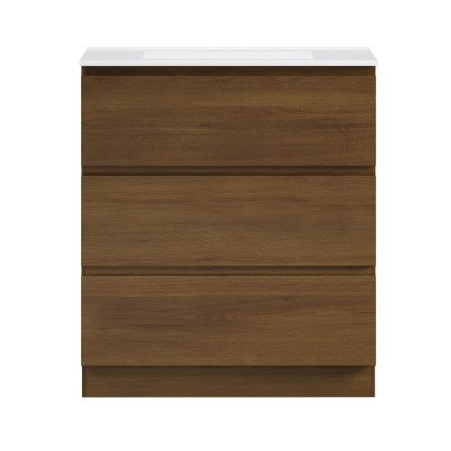 Swiss Madison Liberte 30" Freestanding Bathroom Vanity - Brown Oak with White 3-Hole Widespread Sink Top - SM-BV7809BO
