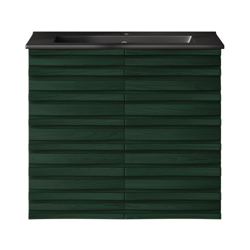 Swiss Madison Cascade 24" Wall-Mounted Bathroom Vanity - Green Oak with Black Sink Top - SM-BV8601GA-MB