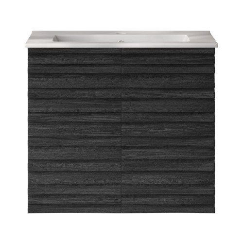 Swiss Madison Cascade 24" Wall-Mounted Bathroom Vanity - Black Oak with White Sink Top - SM-BV8601AO
