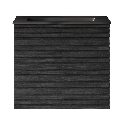 Swiss Madison Cascade 24" Wall-Mounted Bathroom Vanity - Black Oak with Black Sink Top - SM-BV8601AO-MB