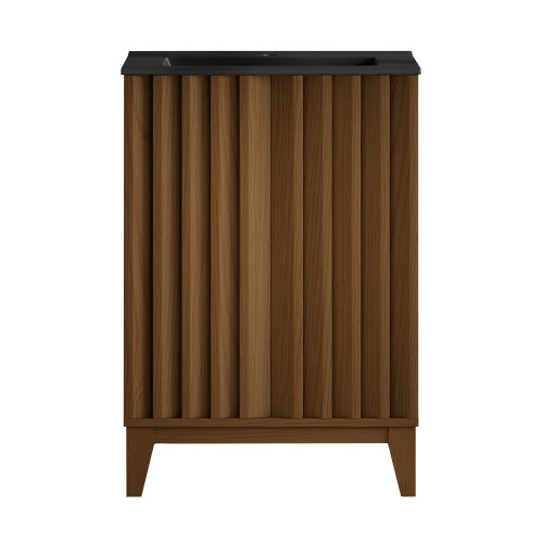 Swiss Madison Troyes 24" Freestanding Bathroom Vanity - Brown Oak with Black Sink Top - SM-BV3401BO-MB