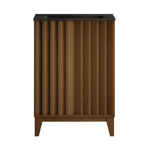 Swiss Madison Troyes 24" Freestanding Bathroom Vanity - Brown Oak with Black 3-Hole Widespread Sink Top - SM-BV3401BO-3WMB