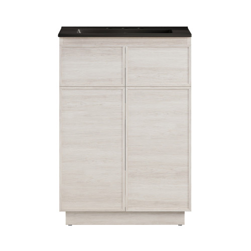 Swiss Madison St. Tropez 24" Freestanding Bathroom Vanity - White Oak with Black 3-Hole Widespread Sink Top - SM-BV0801WO-3WMB