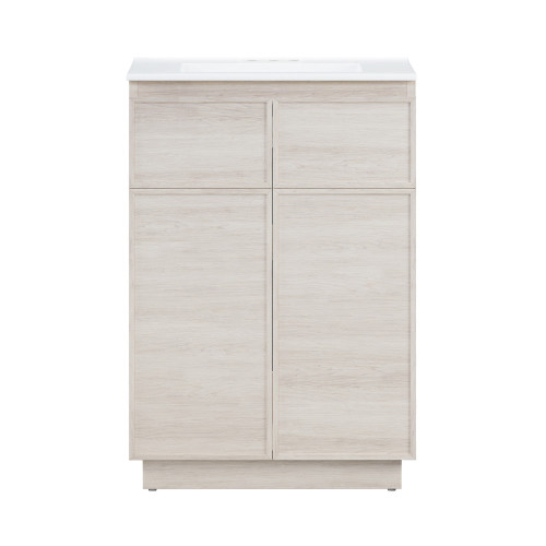 Swiss Madison St. Tropez 24" Freestanding Bathroom Vanity - White Oak with White 3-Hole Centerset Sink Top - SM-BV0801WO-3C