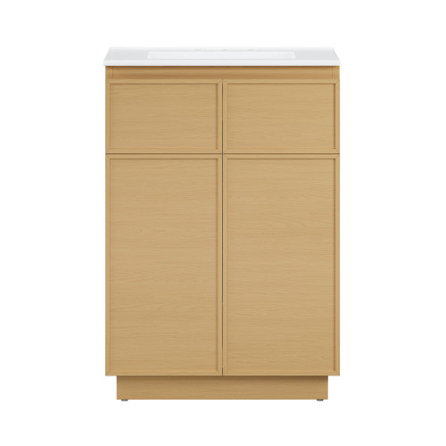 Swiss Madison St. Tropez 24" Freestanding Bathroom Vanity - Natural Oak with White 3-Hole Widespread Sink Top - SM-BV0801NO-3W