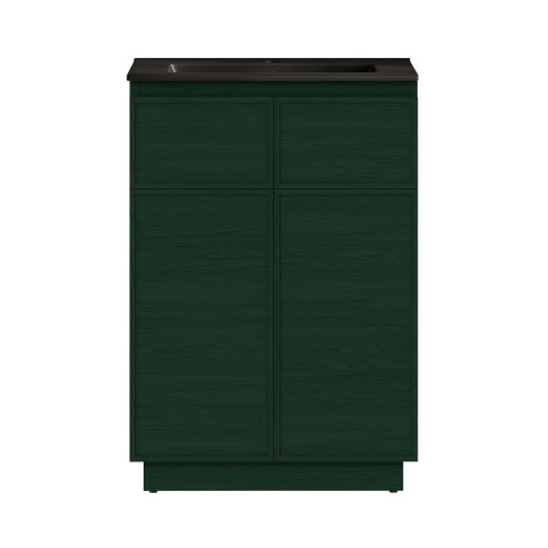 Swiss Madison St. Tropez 24" Freestanding Bathroom Vanity - Green Oak with Black Sink Top - SM-BV0801GA-MB