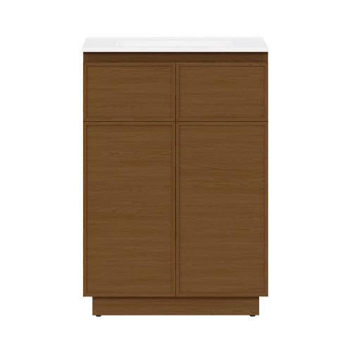 Swiss Madison St. Tropez 24" Freestanding Bathroom Vanity - Brown Oak with White Sink Top - SM-BV0801BO