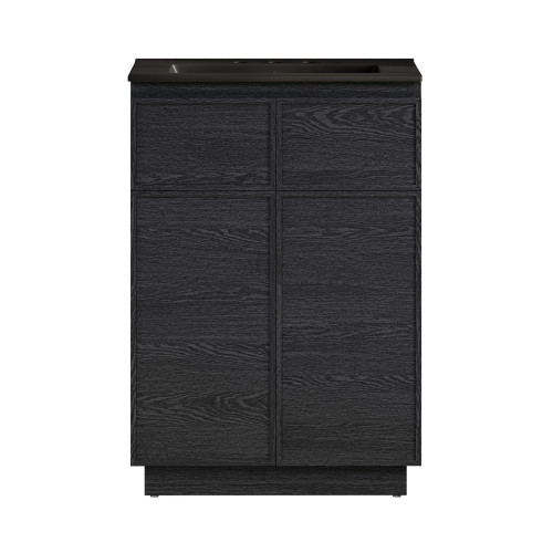 Swiss Madison St. Tropez 24" Freestanding Bathroom Vanity - Black Oak with Black 3-Hole Widespread Sink Top - SM-BV0801AO-3WMB