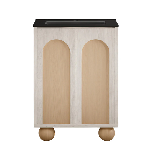 Swiss Madison Plaisir II 24" Freestanding Bathroom Vanity - White Oak with Black Sink Top - SM-BV0701WO-MB
