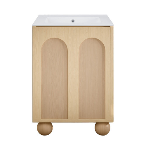 Swiss Madison Plaisir II 24" Freestanding Bathroom Vanity - Natural Oak with White Sink Top - SM-BV0701NO