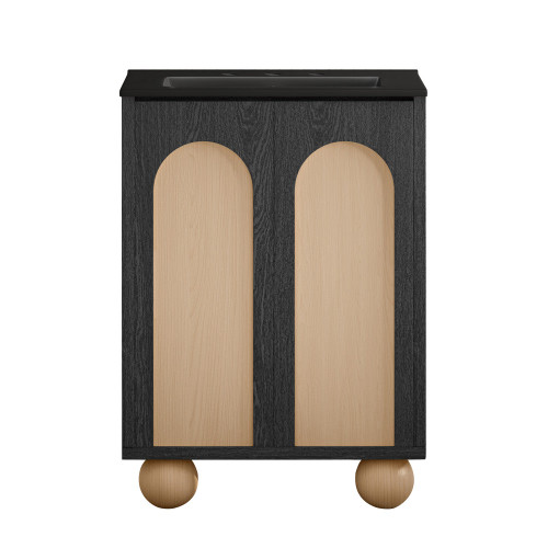 Swiss Madison Plaisir II 24" Freestanding Bathroom Vanity - Black Oak with Black 3-Hole Widespread Sink Top - SM-BV0701AO-3WMB