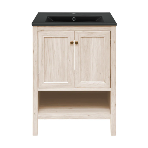 Swiss Madison Chateau 24" Freestanding Bathroom Vanity - White Oak with Black Sink Top - SM-BV0601WO-MB