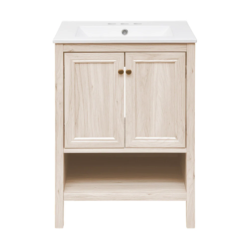 Swiss Madison Chateau 24" Freestanding Bathroom Vanity - White Oak with White 3-Hole Centerset Sink Top - SM-BV0601WO-3C