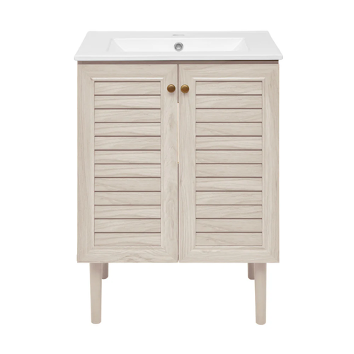 Swiss Madison Bron 24" Freestanding Bathroom Vanity - White Oak with White Sink Top - SM-BV6201WO
