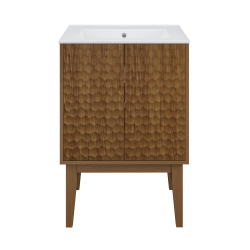 Swiss Madison Bosse 24" Freestanding Bathroom Vanity - Brown Oak with White Sink Top - SM-BV8801BO