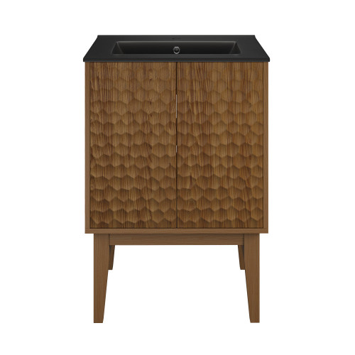 Swiss Madison Bosse 24" Freestanding Bathroom Vanity - Brown Oak with Black Sink Top - SM-BV8801BOMB