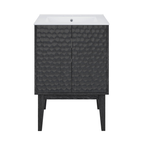 Swiss Madison Bosse 24" Freestanding Bathroom Vanity - Black Oak with White 3-Hole Centerset Sink Top - SM-BV8801AO-3